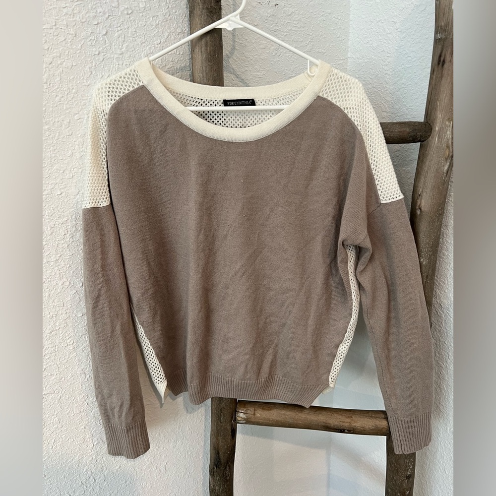 For Cynthia Taupe and Cream Sweater